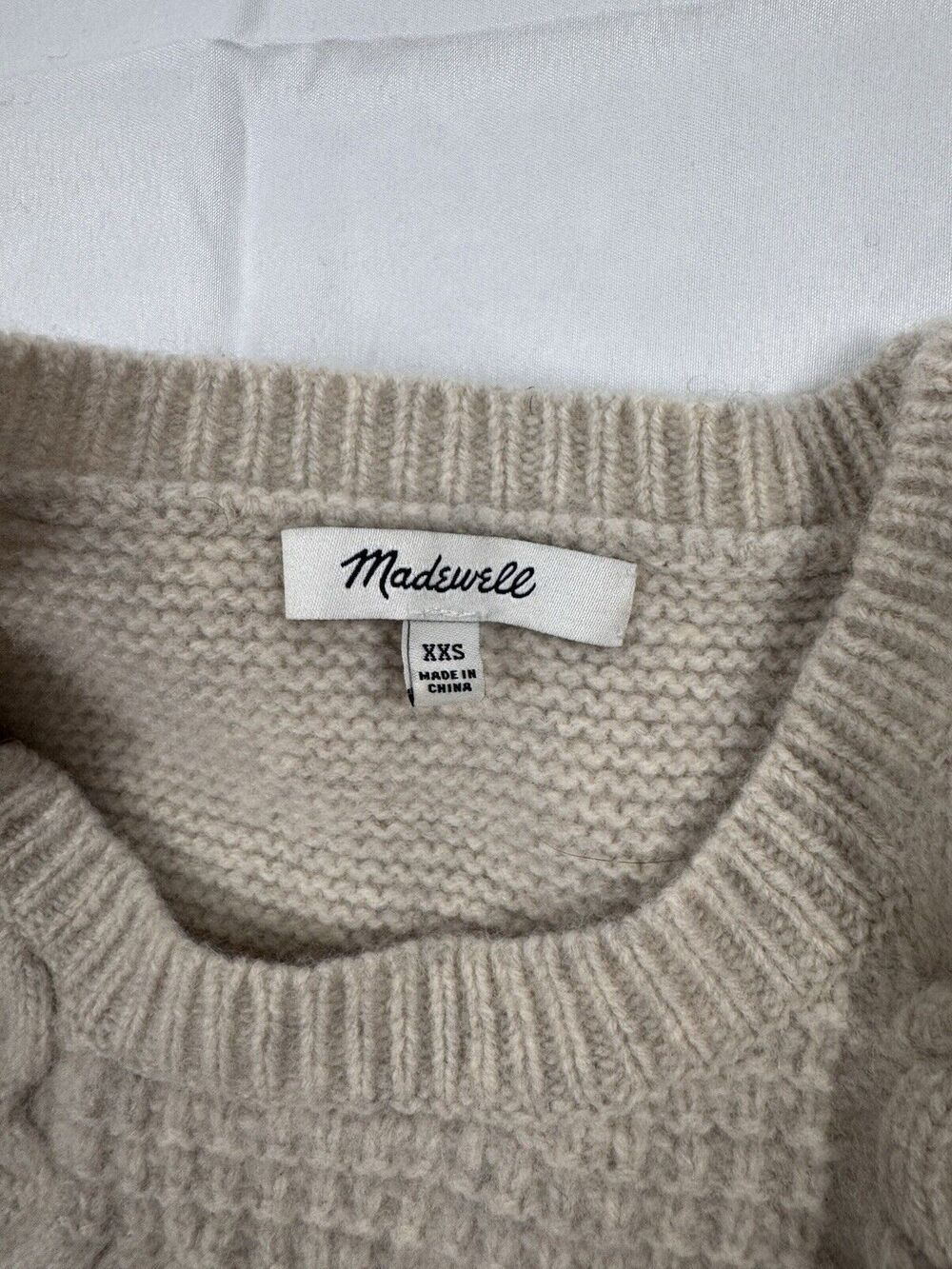 Madewell Womens Wool Open Side Bobble Pullover Sweater G9610 Cream - Picture 7 of 11